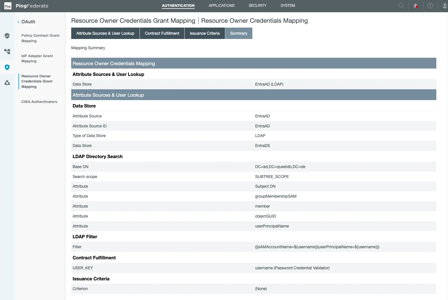 PingFederate, ROPC grant mappings