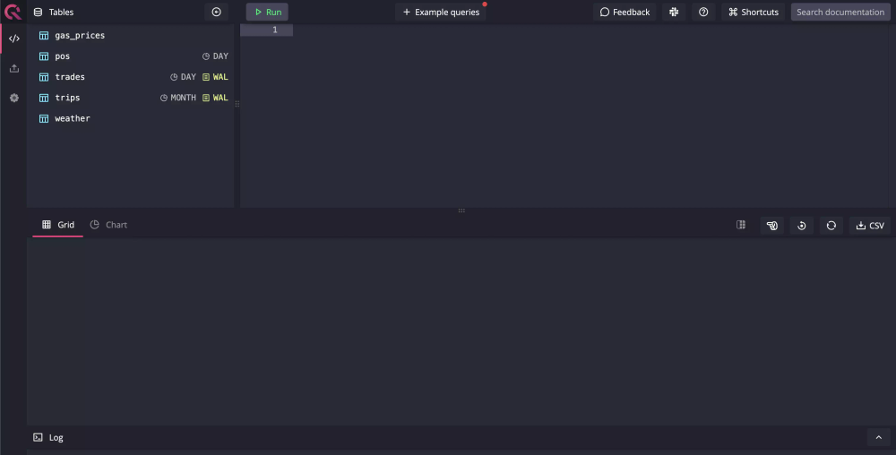 The QuestDB Web Console running on a VM instance on Google Cloud Platform